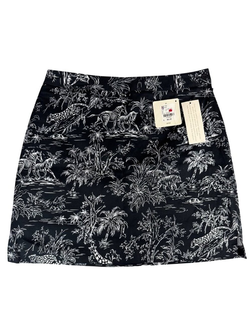EP Pro Black White Jungle Print Golf Skort 8 Stretch Fabric Active Wear Comfort